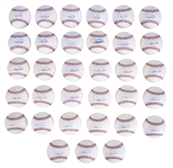 Lot of (33) Derek Jeter Single Signed Baseballs from the Gene "Stick" Michael Collection (Beckett PreCert)